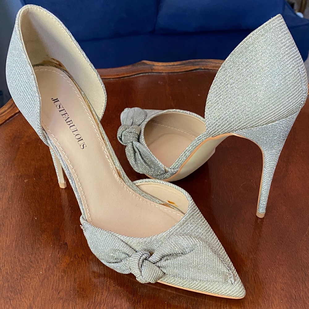 JustFab Glittering Silver & Gold Heels